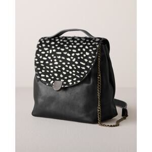 Garnet Hill Harlyn Structured Handbag Leather Calf Hair Lined Crossbody Chain